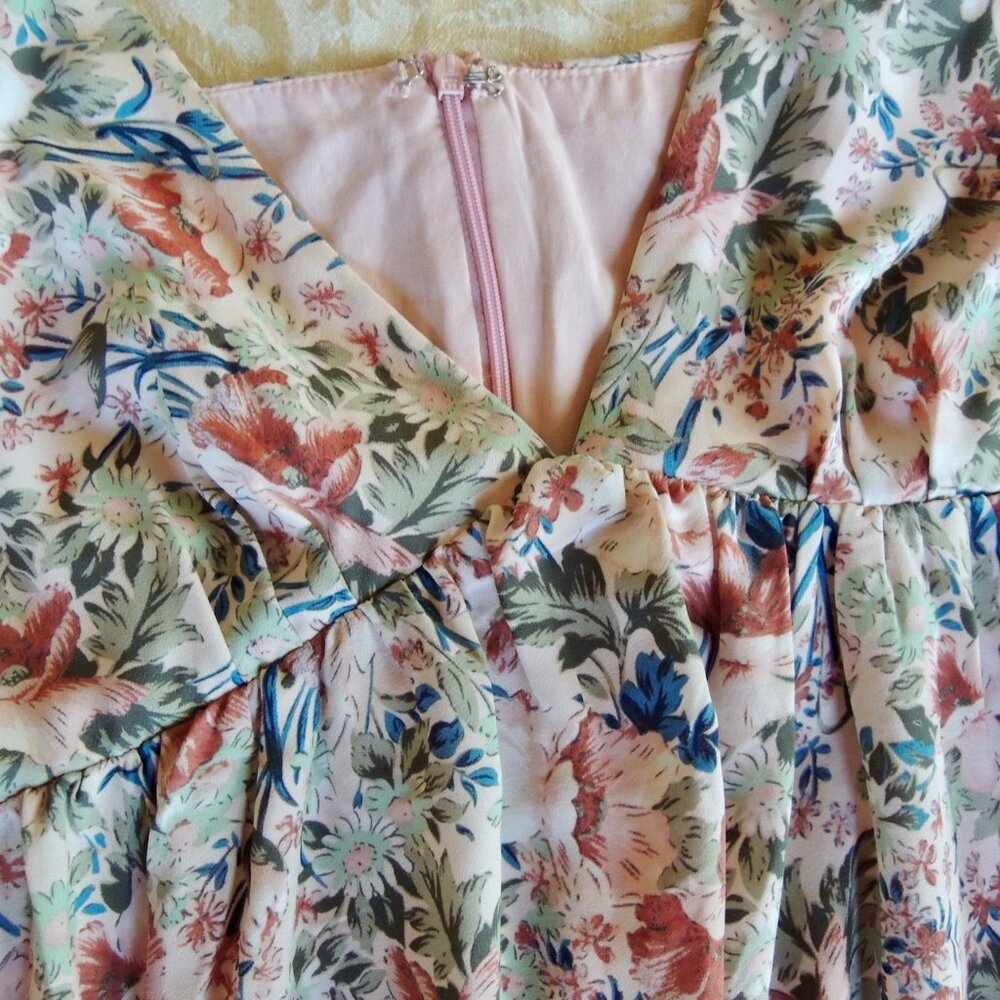 Lulus Renewed Romance Blush Pink Multi Floral Maxi Dress L - Picture 9 of 15